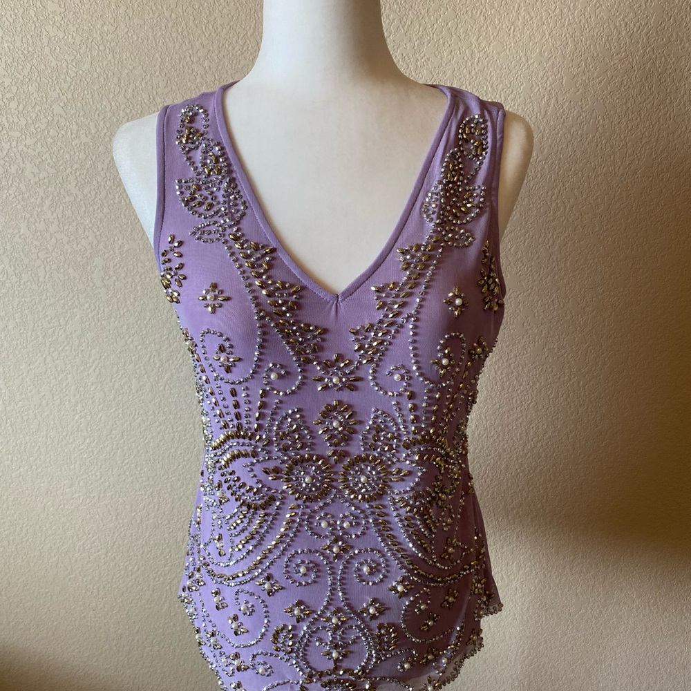Embellished Purple Sleeveless Top